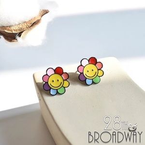 Rainbow Smiley Face Flower Earrings🌼Girl Earrings